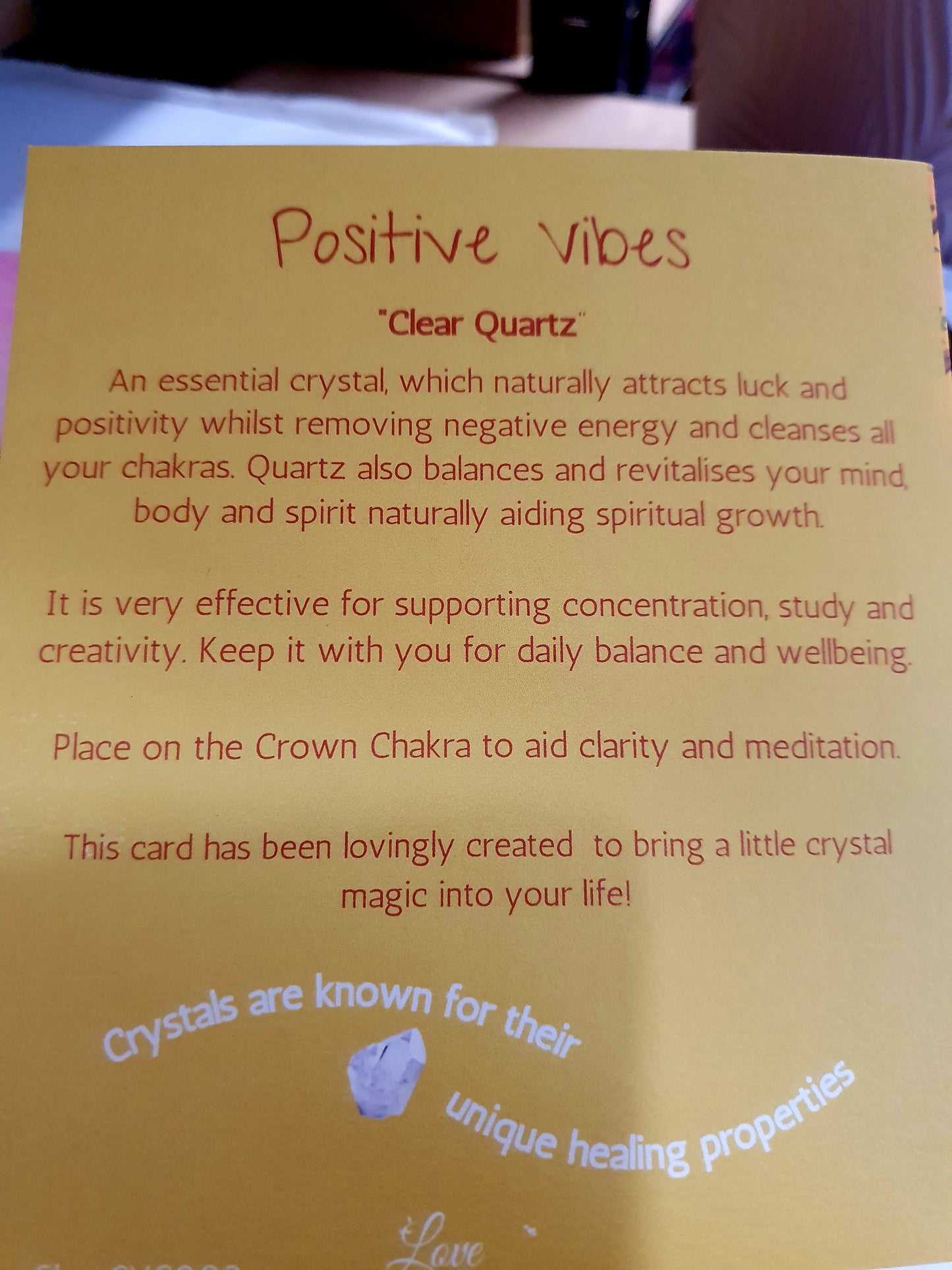 Positive Vibes Crystal Card