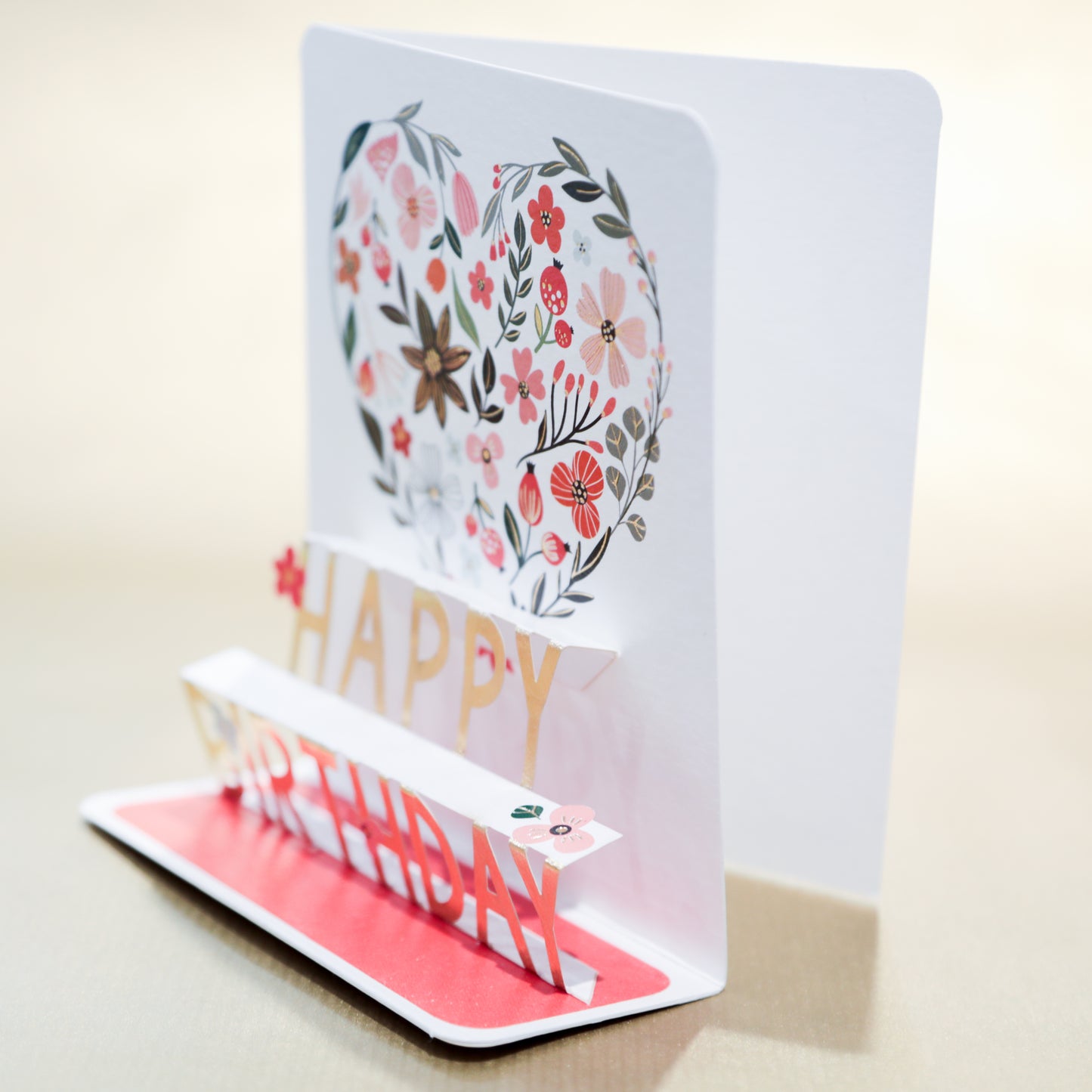 3D Greeting Card - Flower Heart, Happy Birthday