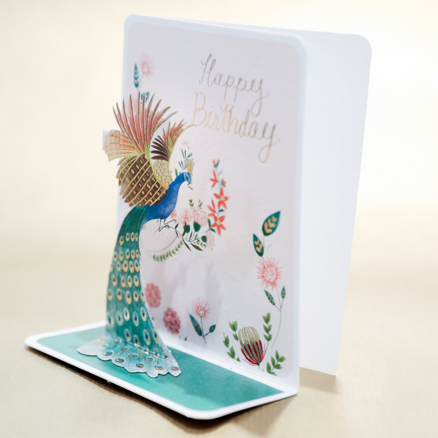 3D Greeting Card - Peacock, Happy Birthday
